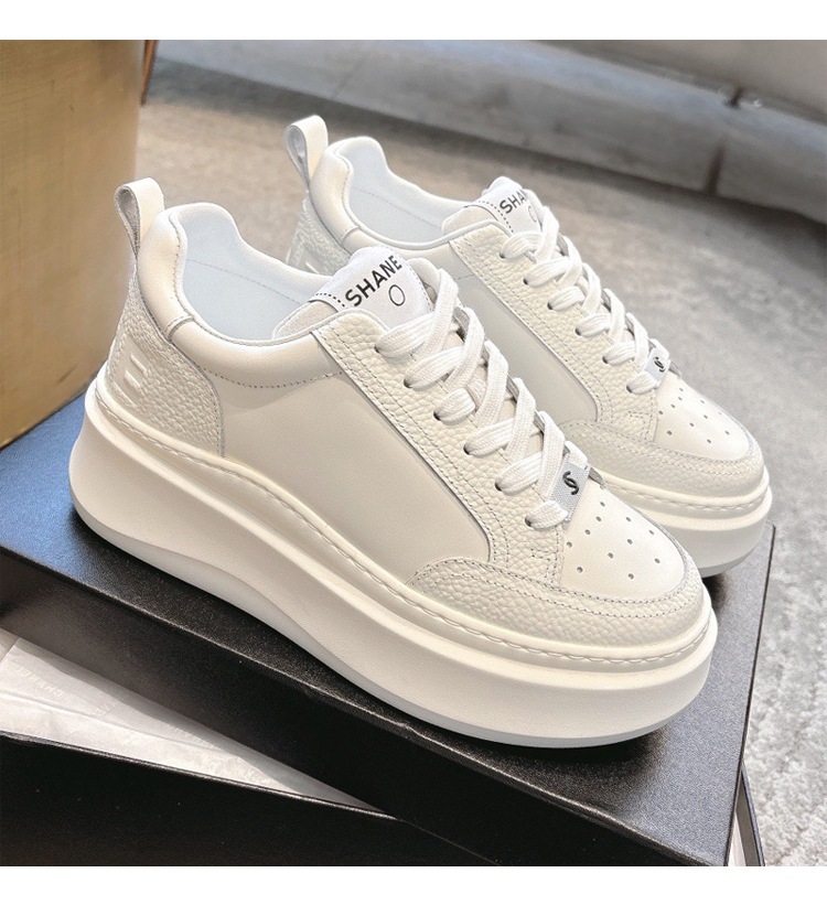 Xiaoxiangfeng thick-soled white sneakers for women 2025 new style, cake-soled cookie shoes, dwarf fun height-increasing shoes, sports casual shoes pic 7