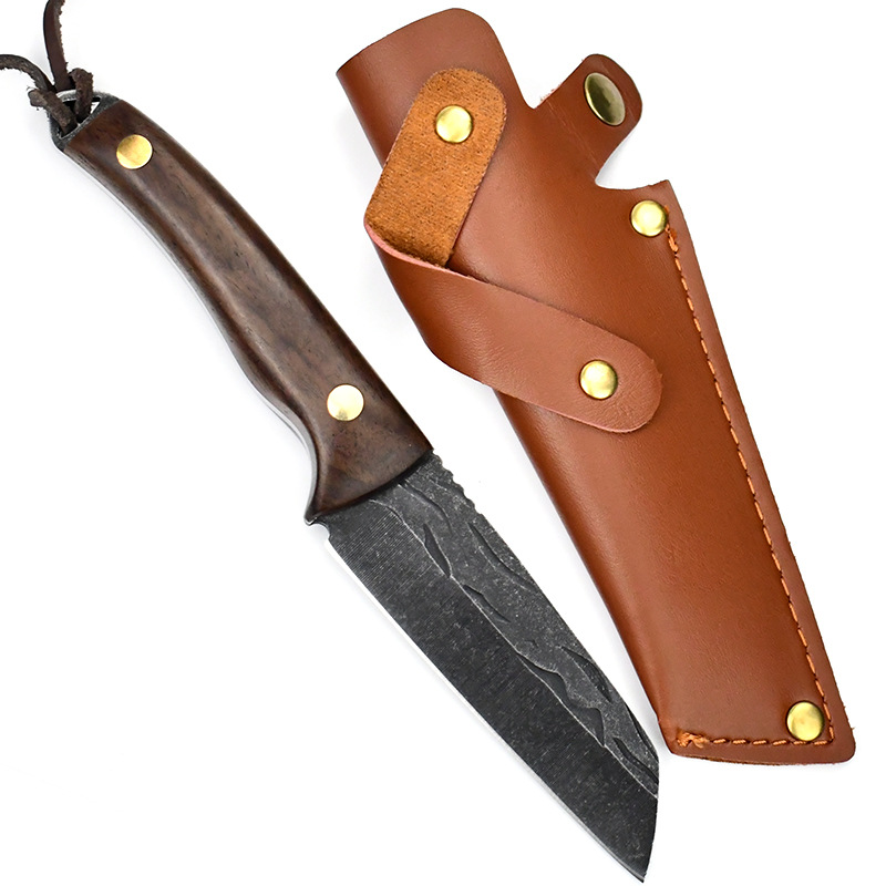 Outdoor camping multi-functional knife, portable sharp-handled meat knife, durable hammer-textured forged fruit knife wholesale pic 2