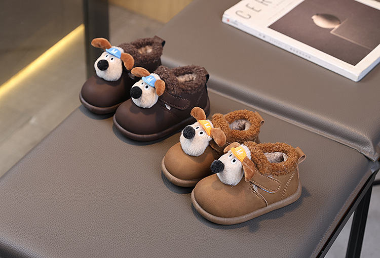 儿童棉鞋2025冬季新款男女童卡通小狗勃肯鞋加绒保暖中小童雪地靴详情3