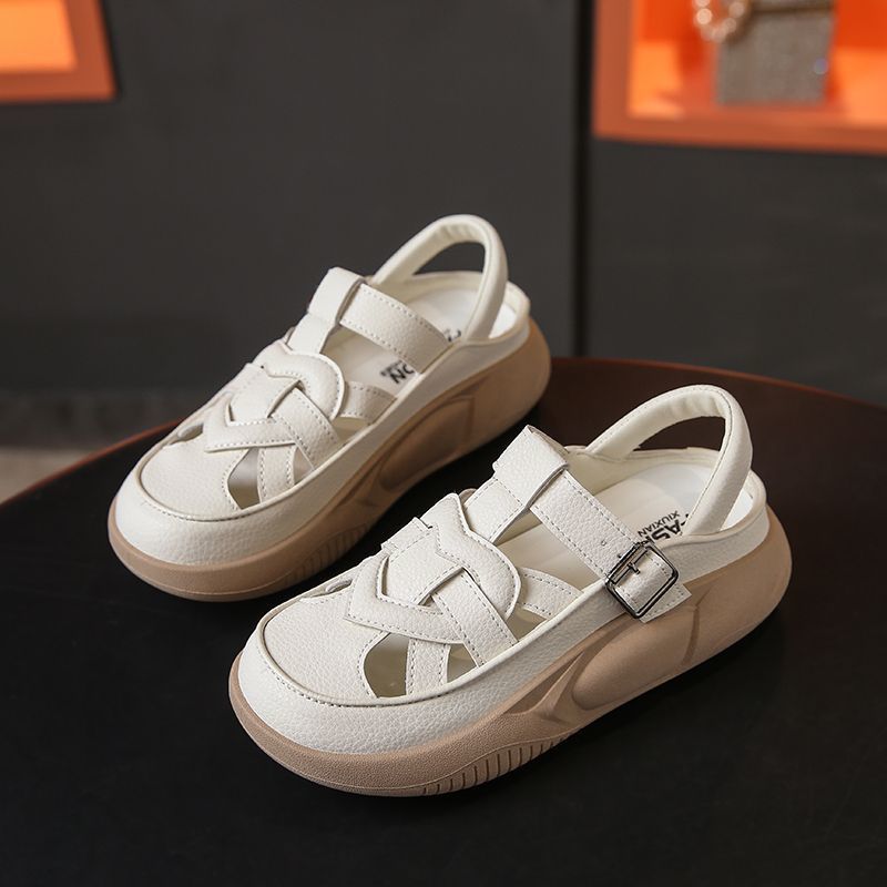 软底皮凉鞋女2025夏季新款外穿时尚厚底百搭包头透气镂空洞洞鞋女详情6