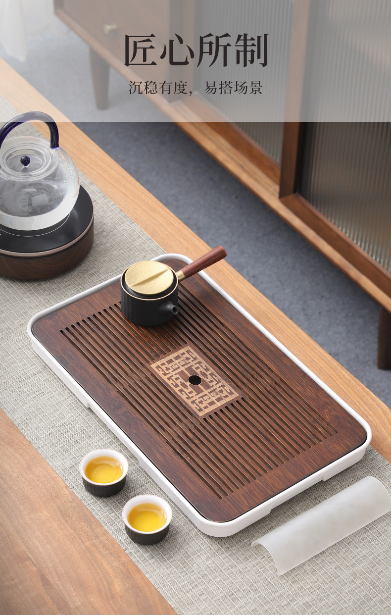 批发密胺茶盘多功能竹制茶台茶托盘带滤水干泡盘小茶盘一件起批详情27