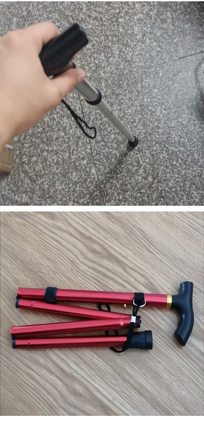 Aluminum alloy hiking stick, telescopic and foldable hiking stick, anti-slip walking stick, elderly reinforced adjustable 5-section walking stick pic 6