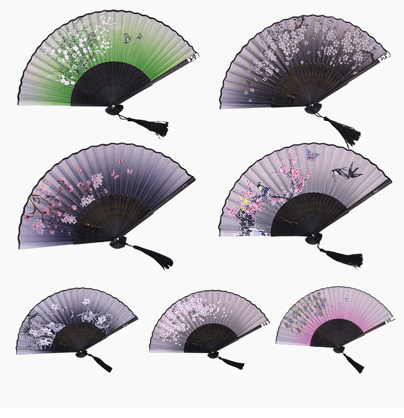 绢布竹质伴娘接亲折扇子女中国扇子古风批发学生和风日式扇竹制品详情7