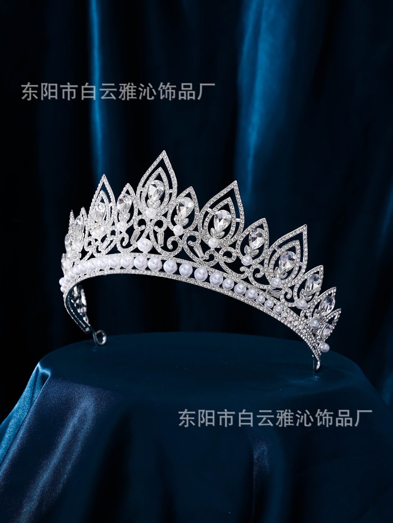 New diamond silver princess headwear, grand wedding dress, super glittering crystal, luxurious goddess bride wedding crown pic 11
