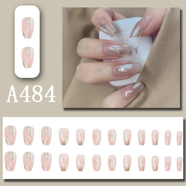 Wearable nail art pieces, artificial nail products, detachable, simple lemon ice transparent, popular online style Douyin nail art hair replacement pic 23