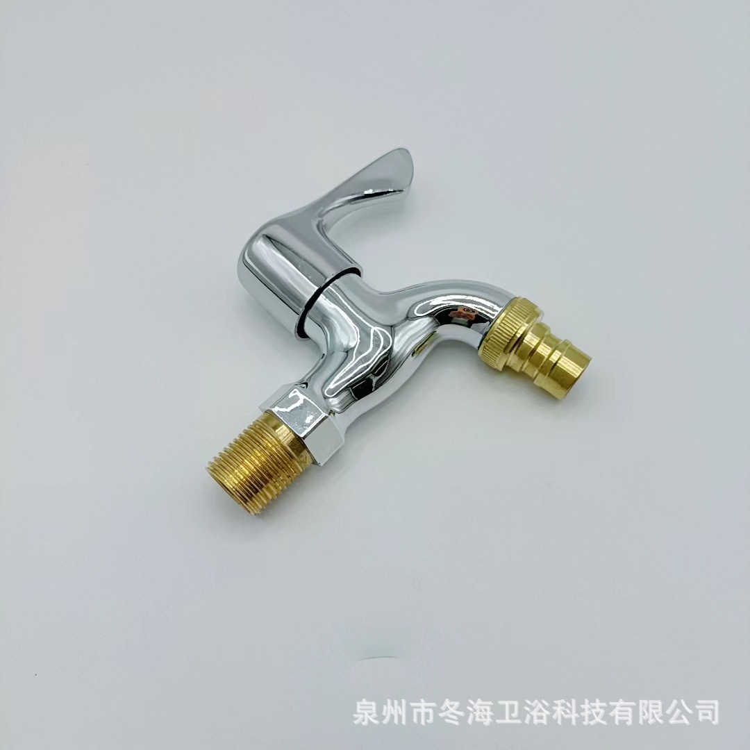 厂家直供电镀塑芯铜色钢牙钢咀阳台拖布池 4分进水快开单冷水龙头详情7