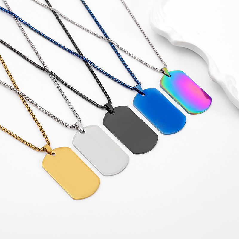 Cross-border European and American stainless steel military brand necklaces, laser engraving blank material manufacturer wholesale metal pendants pic 8