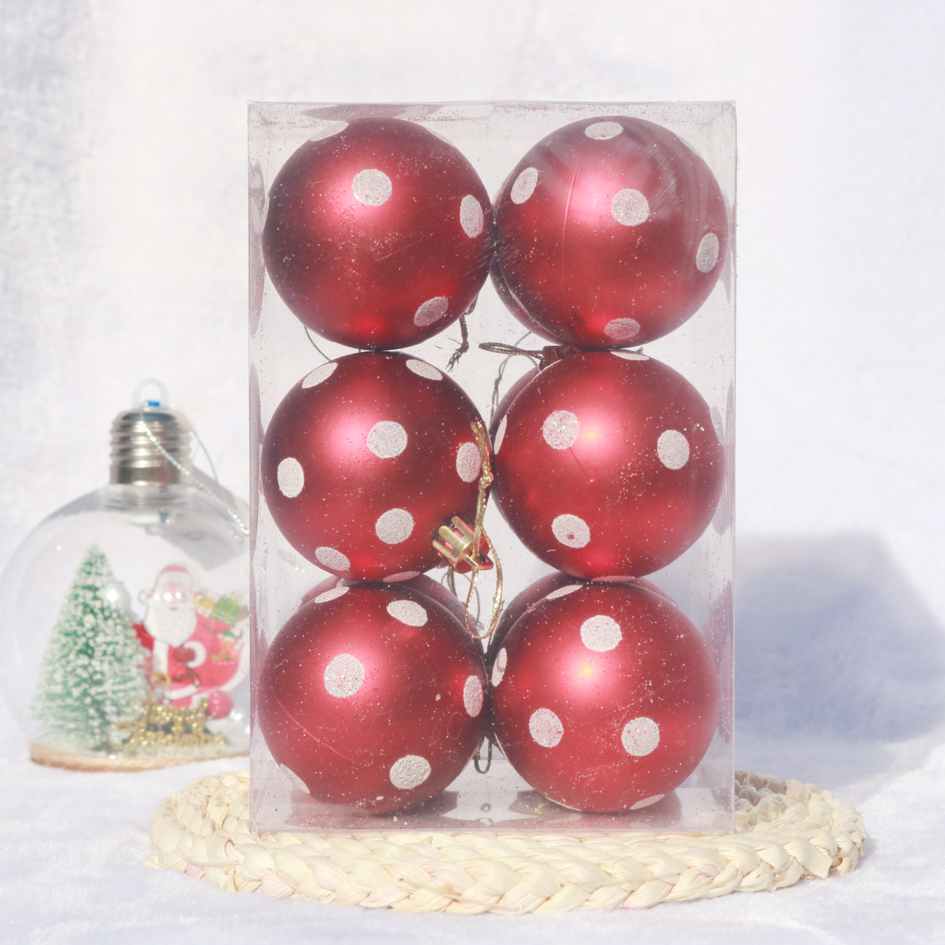 跨境批发圣诞球12pcs组合套装圣诞树装饰品手工绘画球多款圣诞球详情8