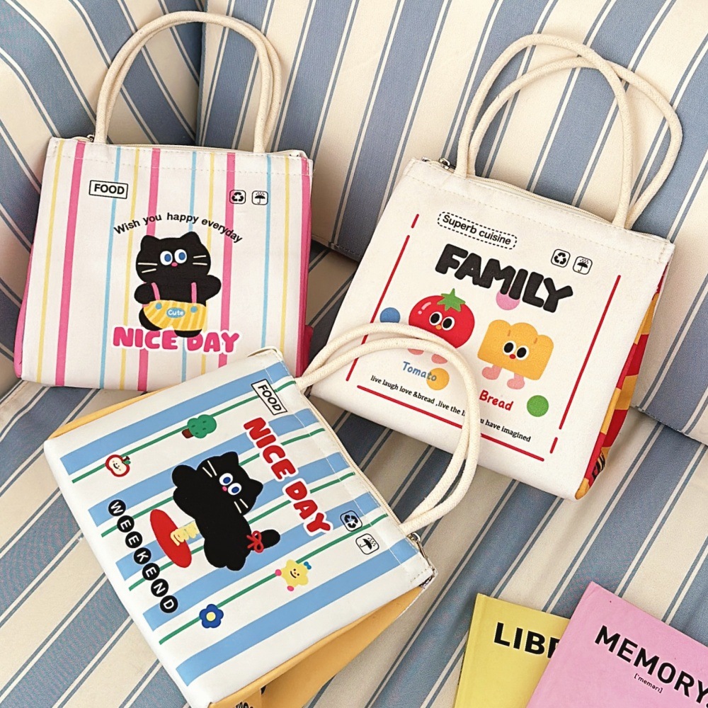 Original high-appearancy-level cute lunch box bag for office workers and students, hand-held aluminum foil insulated lunch box bag, large-capacity bento bag pic 52