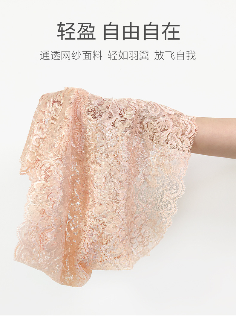 Olivia's Night跨境外贸大码蕾丝内裤女士高腰性感收腹提臀花纹透明无痕三角裤详情1