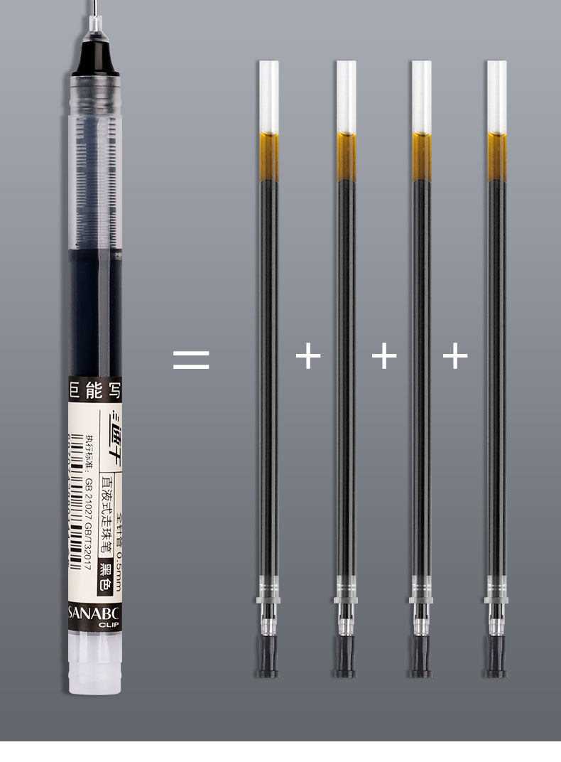 Straight liquid ballpoint pen, black gel pen, 0.5mm full needle pen, office supplies, student examination gel pen pic 4