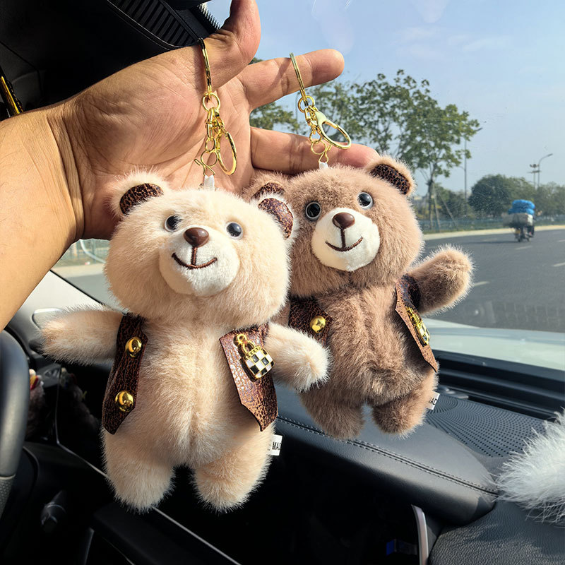 Cute plush toy pendants, horse clips, bear doll bags, hanging decorations, keychains, little bear event gifts, claw machine dolls pic 3