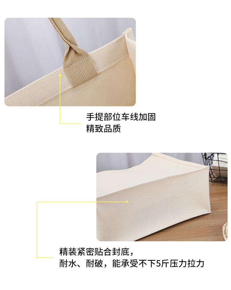 Customized laminated waterproof three-dimensional canvas bags, eco-friendly supermarket shopping bags, gift bags, advertising bags, and printed logos pic 8