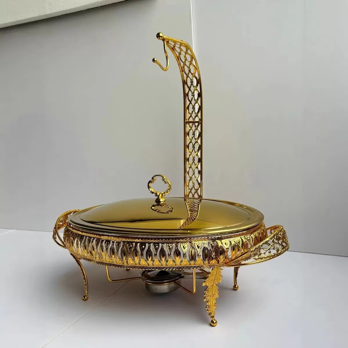 金色花式金不锈钢现代豪华火锅酒精燃料3L 60-80c酒店宴会保暖设详情3
