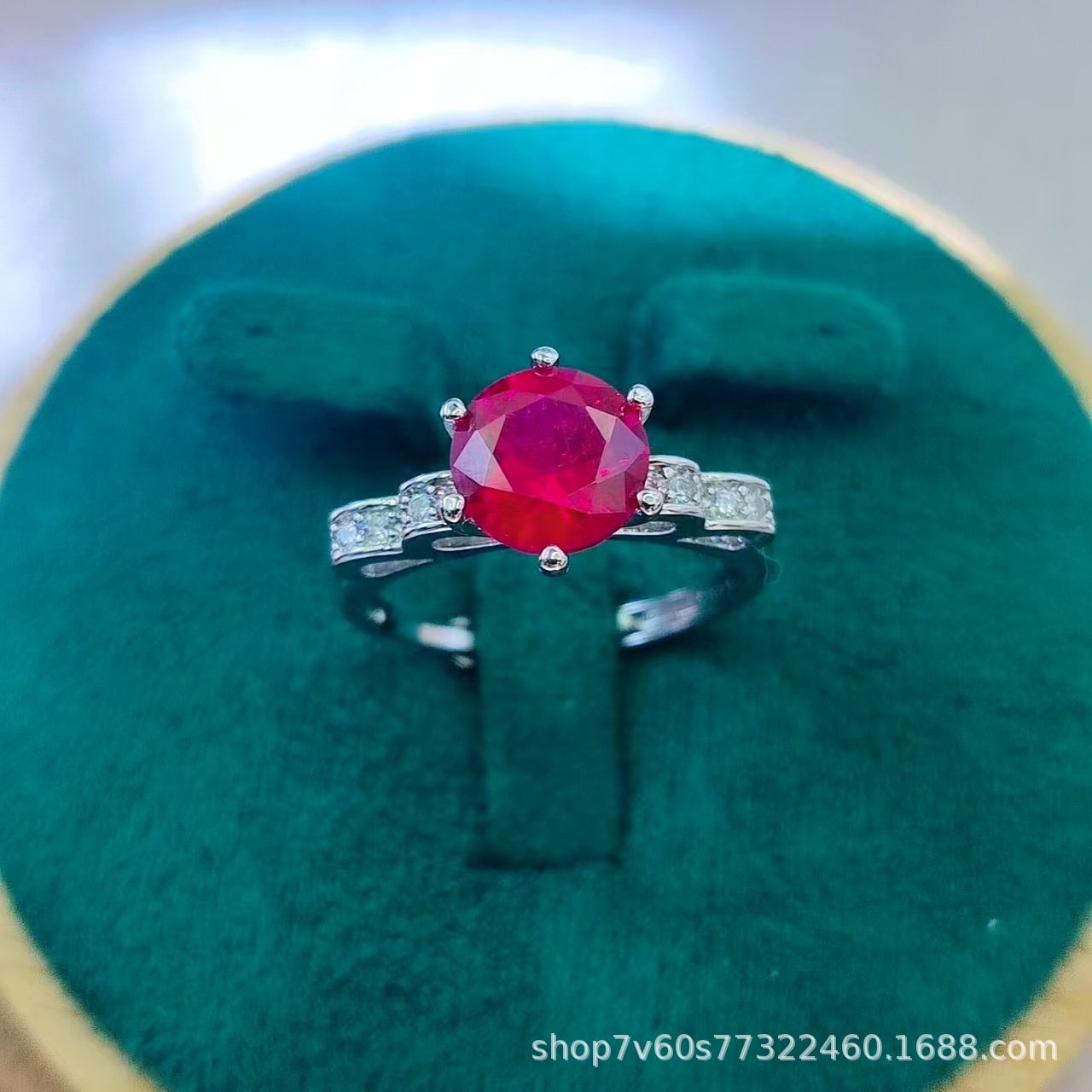 热卖珠宝首饰2克拉圆形培育鸽血红红宝石开口戒指女时尚彩宝戒指详情36