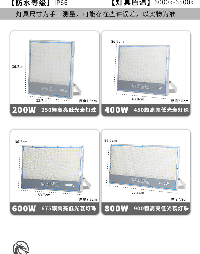 LED high-power floodlights, outdoor waterproof square spotlights, high-intensity ultra-bright sports field searchlights, high-pole floodlights pic 17