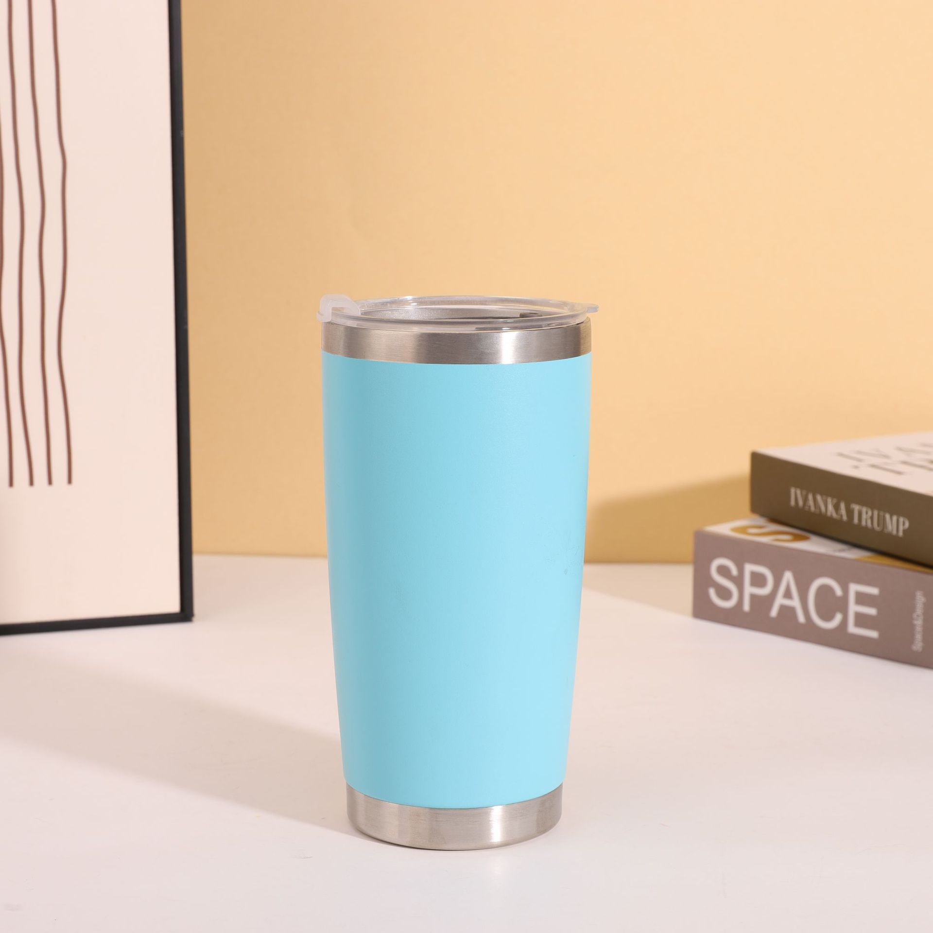 New American-style solid color 20oz powder-coated car cup, 304 stainless steel large-capacity vacuum portable water cup, insulated cup pic 5