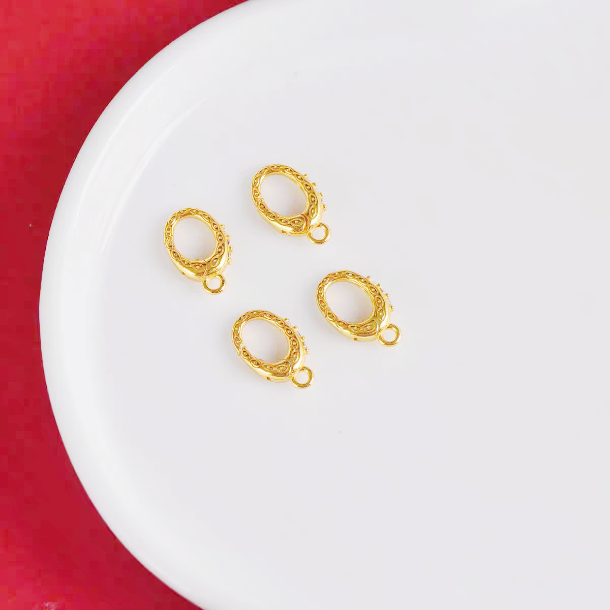 Brass gem-inlaid spring lobster clasp DIY jewelry necklace bracelet button round end clasp pic 6