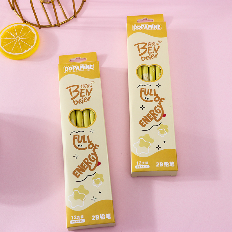 卡通高颜值铅笔12支盒装2b铅笔学生儿童绘画带橡皮头文具用品批发详情4