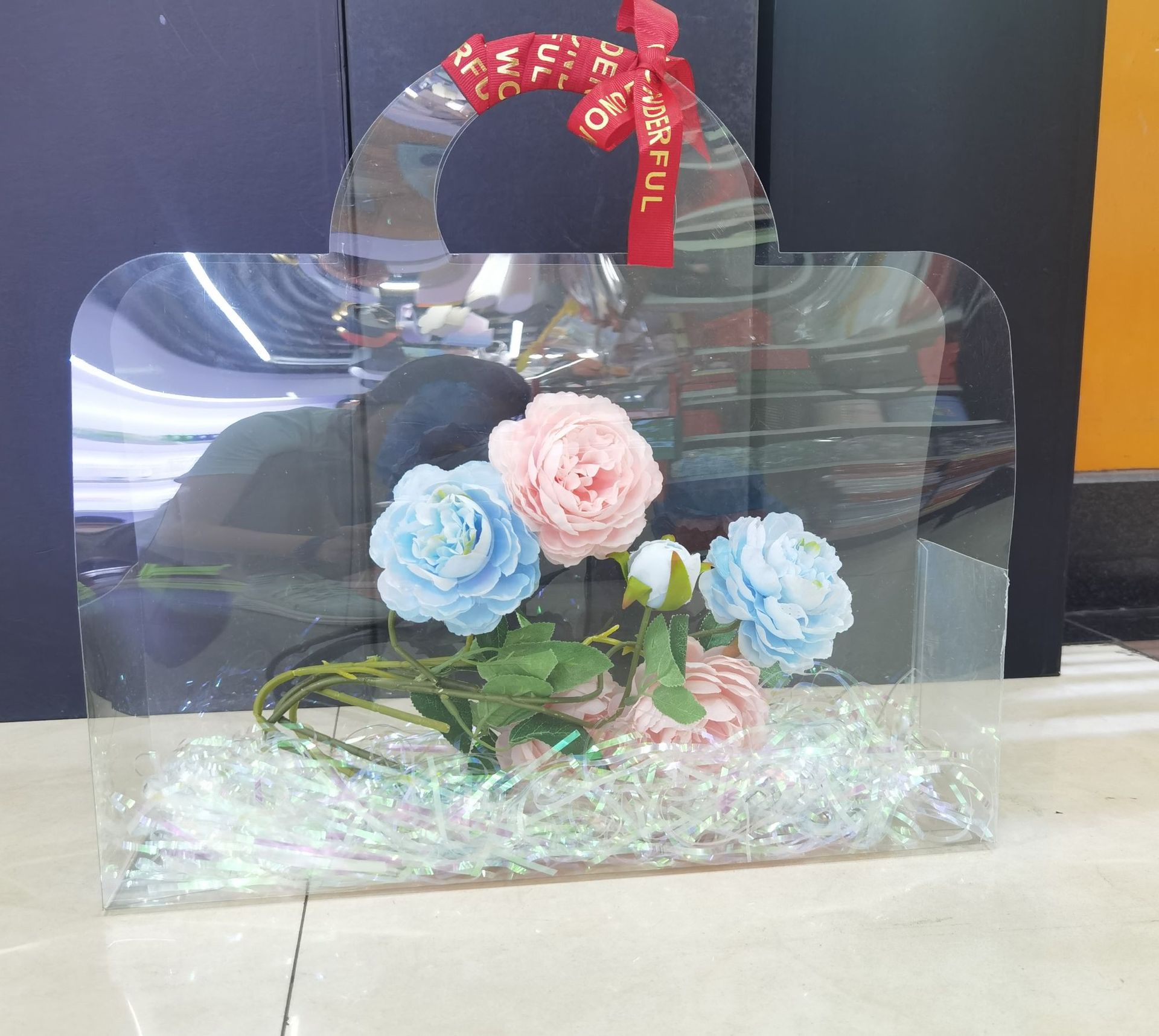 鲜花手提袋高清透明 花束礼品袋 伴手礼花盒 鲜花包装花束手提袋 精美花盒礼品袋详情7