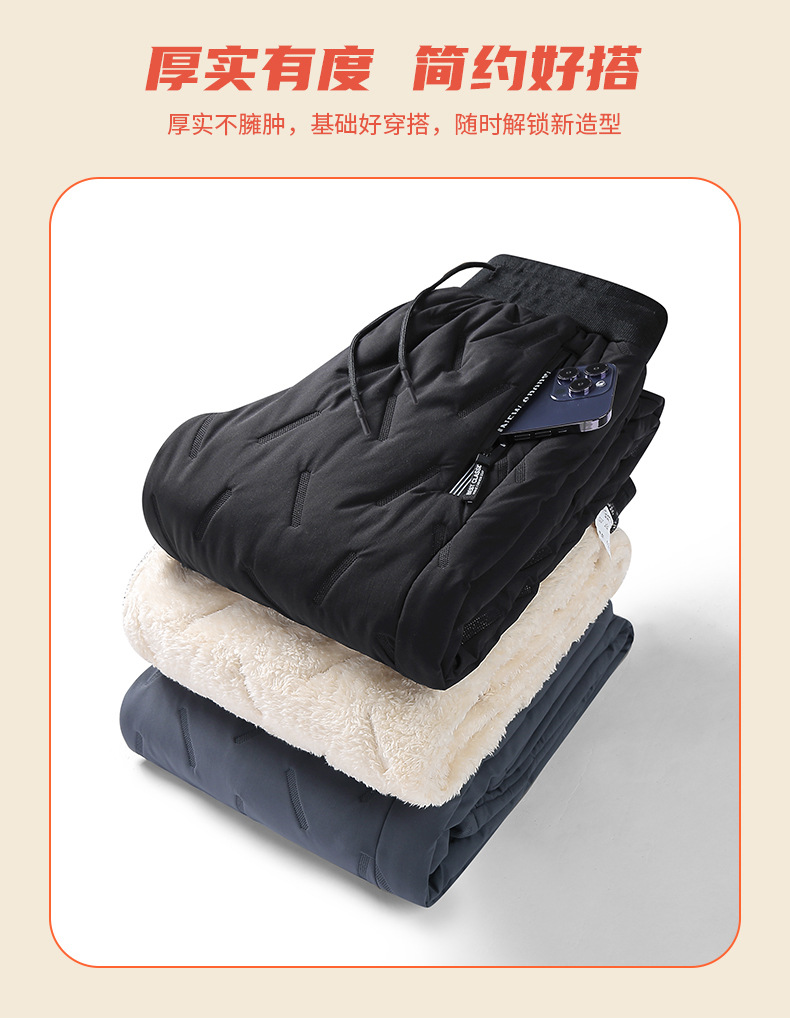 秋冬款加绒加厚羊羔绒加大加肥保暖御寒科技升温裤子休闲棉裤直筒详情6