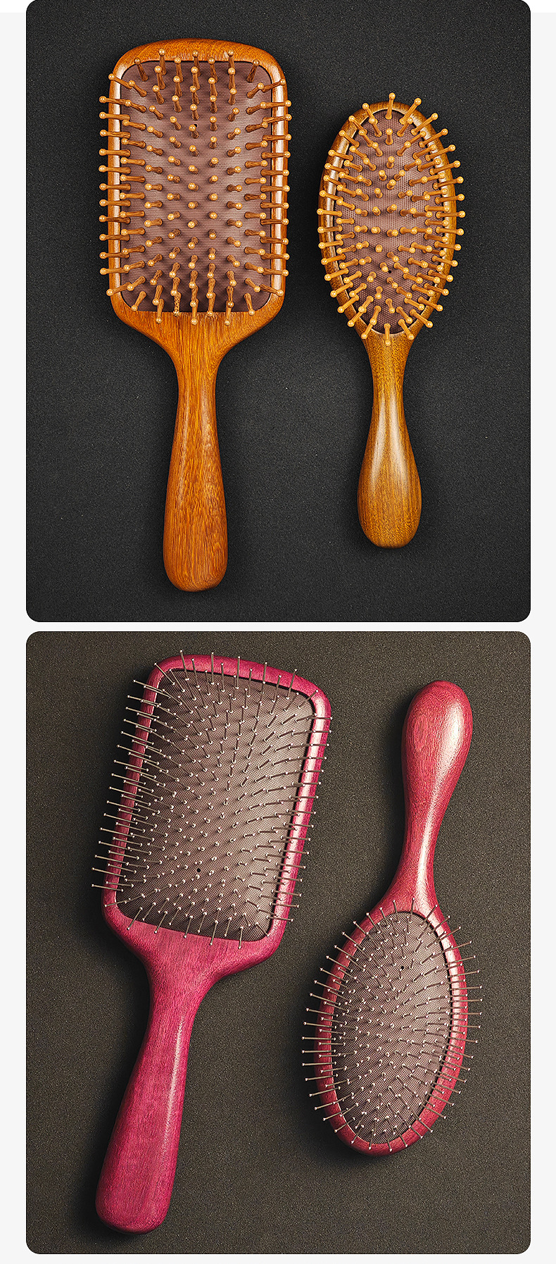 檀木氣墊梳子大號(hào)女士家用頭皮經(jīng)絡(luò)按摩梳便攜木梳金絲檀木梳子詳情11
