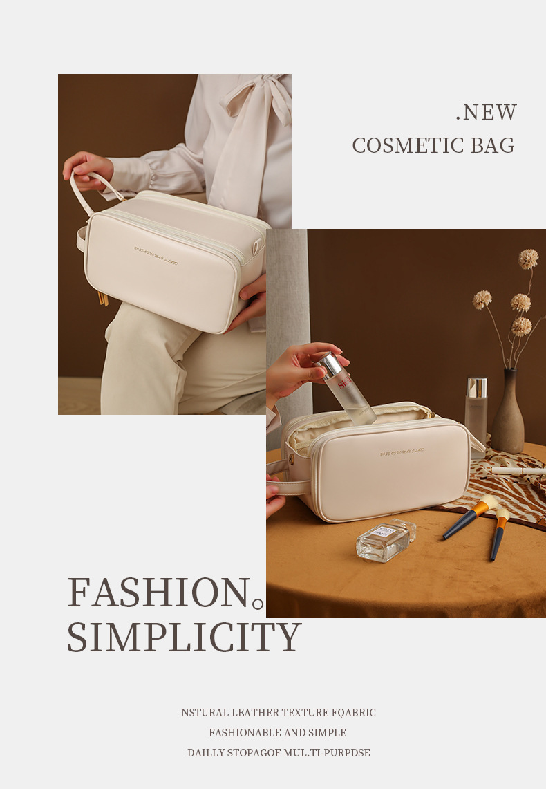PU makeup bags with large capacity, high-end feel, and zoned storage. Toiletry bags and makeup bags for women, portable and ins style, starting from one pic 3