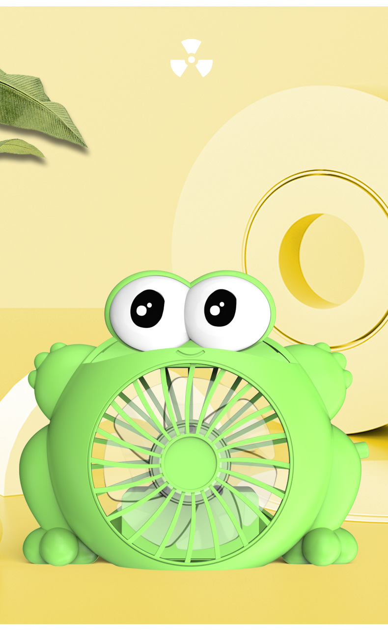 新品卡通青蛙小风扇迷你便携式桌面学生风扇USB充电详情11