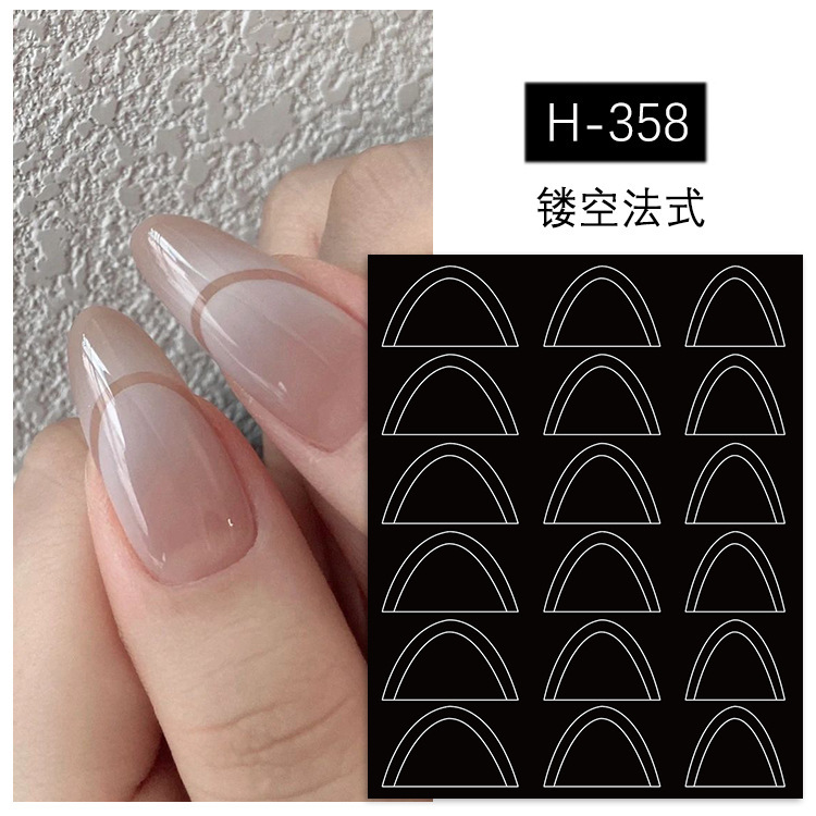 Black French hollowed-out nail art stickers, anti-overflow glue nail stickers, dual-purpose, easy to tear and wear, nail sheet stickers pic 5