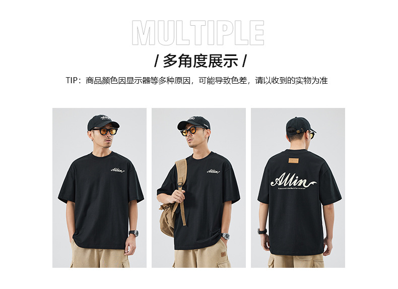 The 2025 summer new half-sleeved T-shirt for men is a trendy and versatile short-sleeved American retro printed loose round-neck T-shirt pic 8