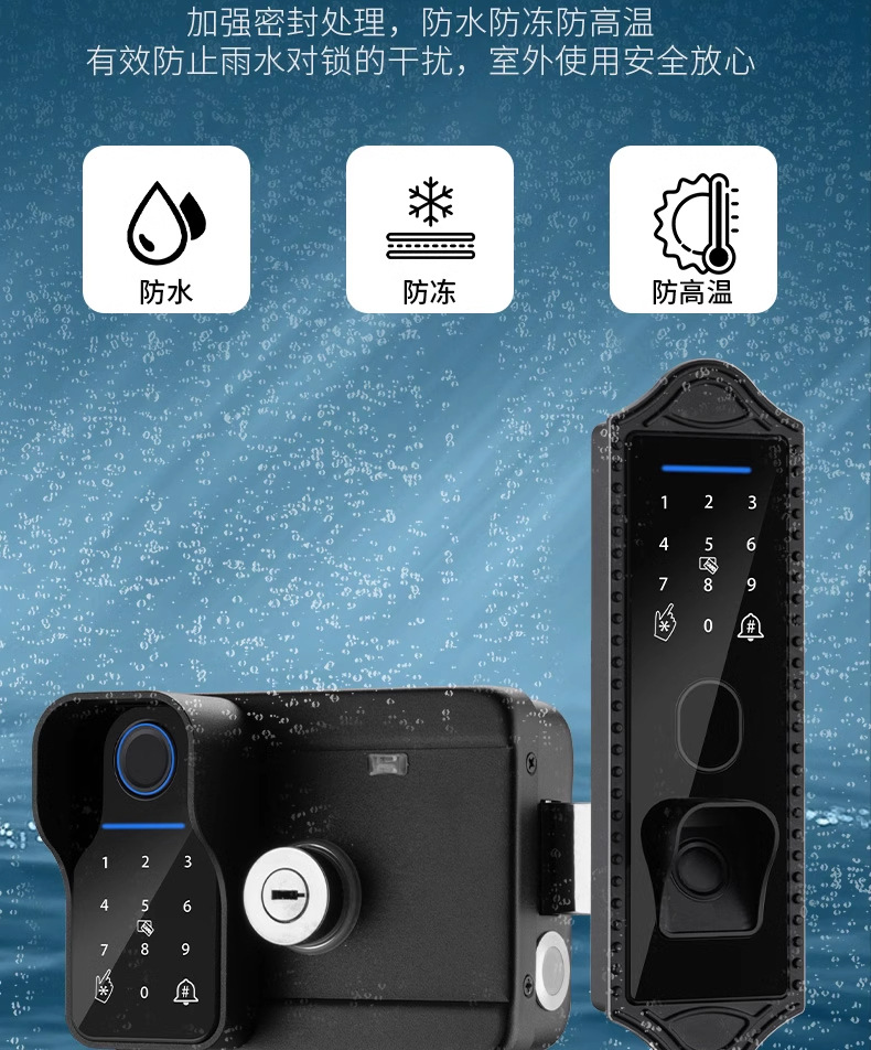 Bull head lock, electronic lock, anti-theft door, courtyard fingerprint lock, apartment iron gate, graffiti all smart lock, old-fashioned combination lock pic 8