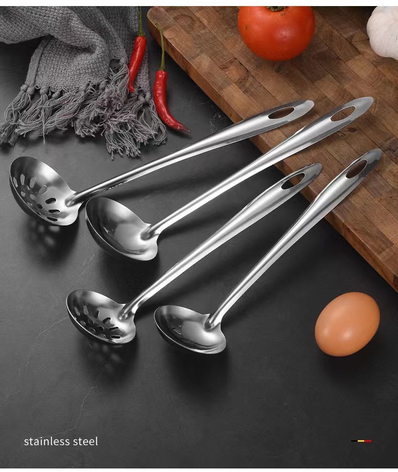 厂家批发不锈钢漏勺加厚火锅汤勺长柄光身汤壳厨房用品烹饪套装详情10