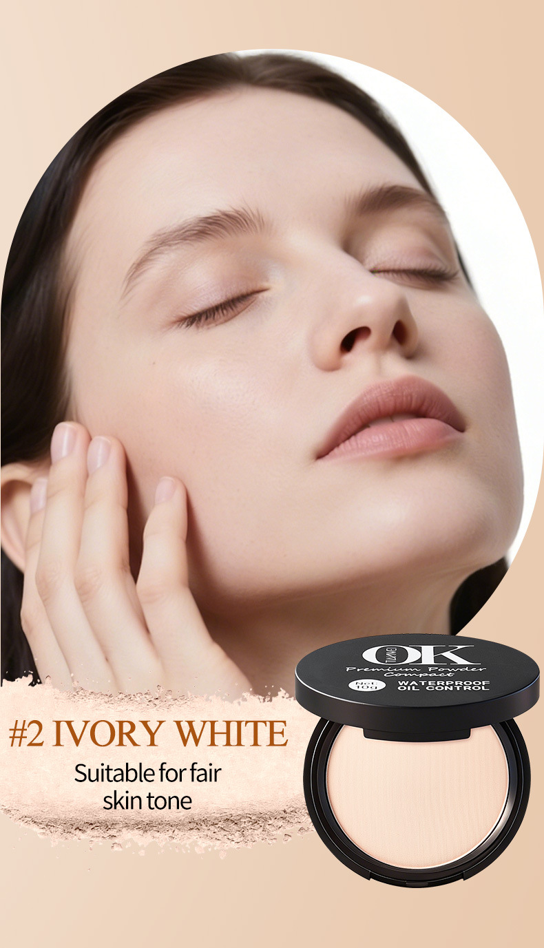Tianwei Cross-border OK English Version Matte, Fine, smooth, clear, natural, long-lasting, setting and concealer powder compact pic 12