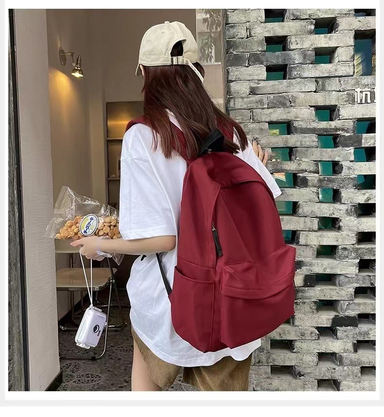 背包女学生百搭ins纯色书包大容量双肩包小学初中高中生大学韩版详情7
