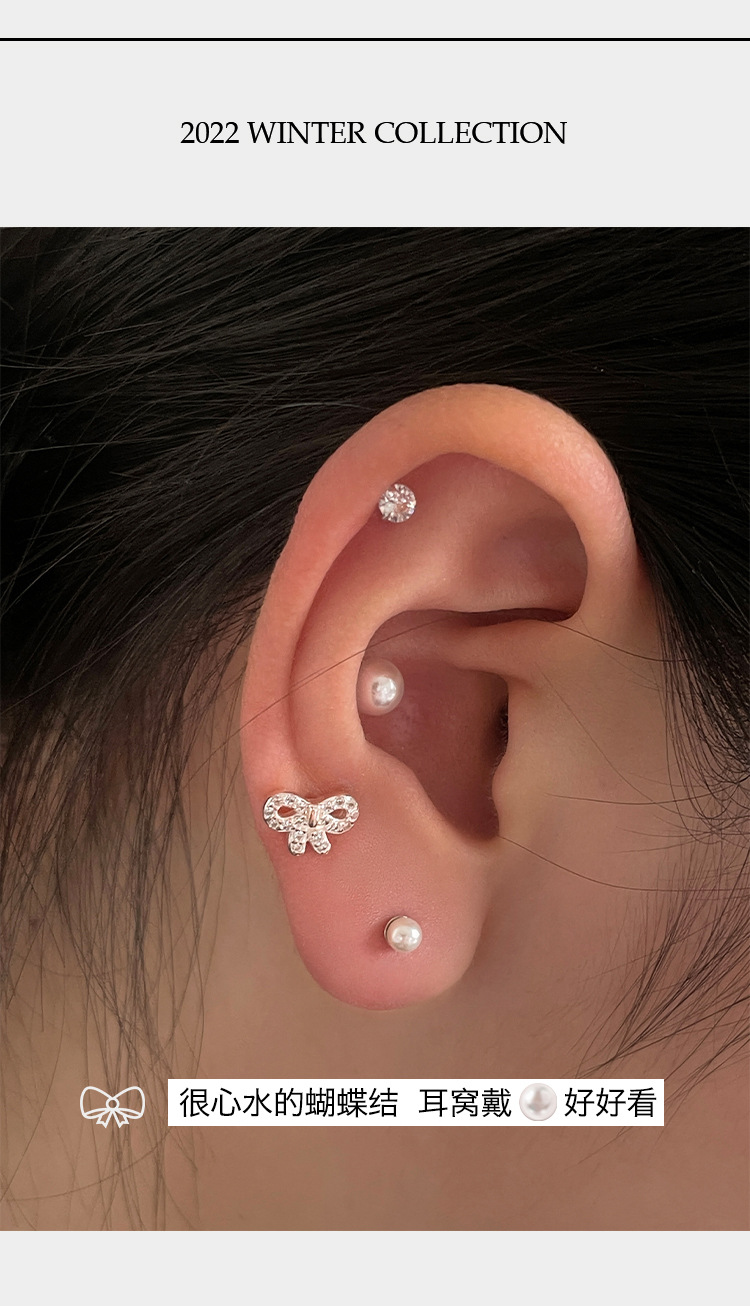 999 sterling silver exquisite zircon heart-shaped small ear studs for women on Instagram, a unique and high-end style of Korean-style sweet earrings pic 4