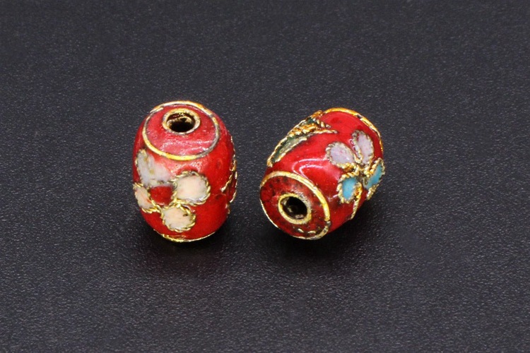 Traditional high-temperature cloisonne filigree silver-blue DIY jewelry accessories, cloisonne 9*7 small drum beads pic 11