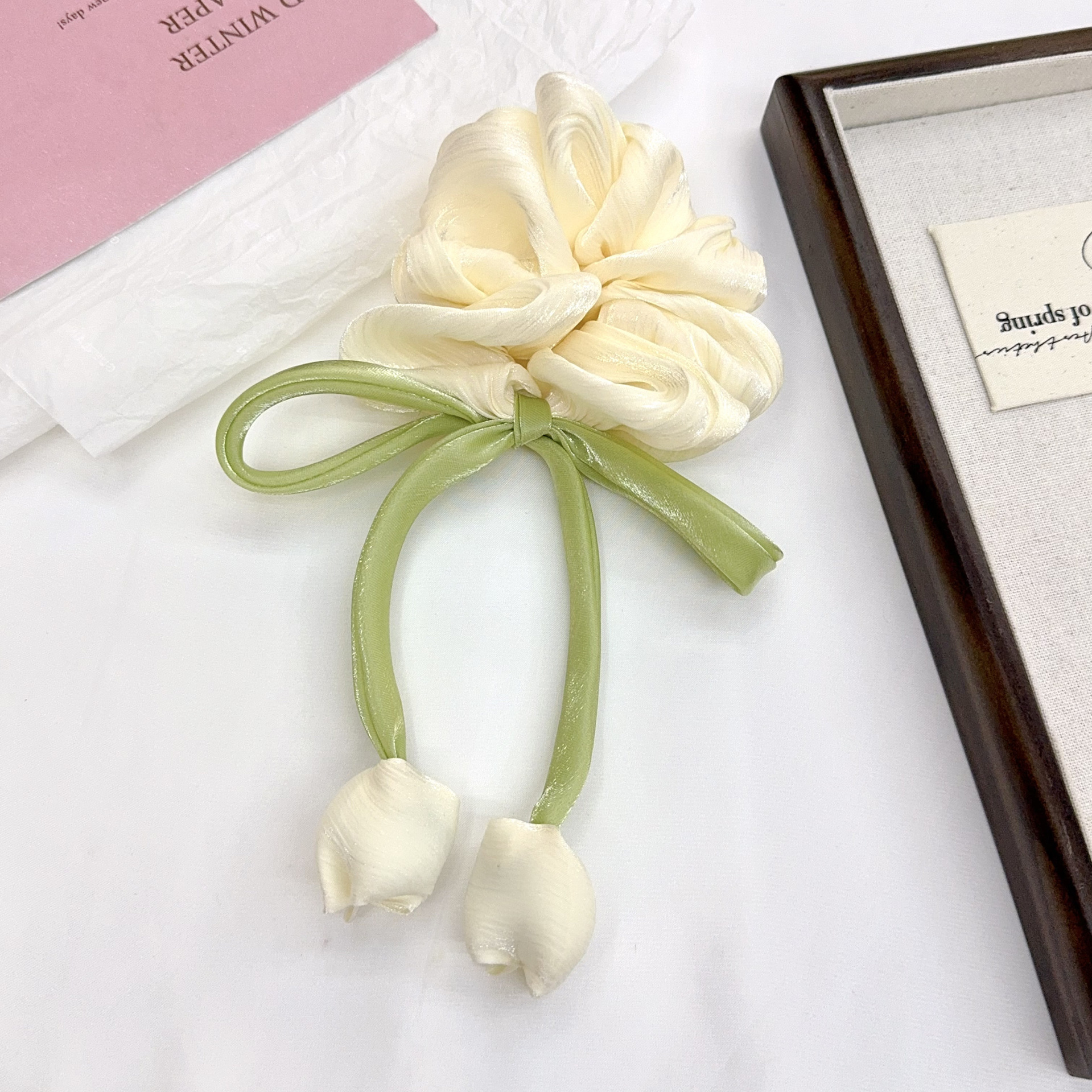 甜美郁金香百搭大肠发圈女高级感气质发饰网红新款高马尾高端发绳详情4