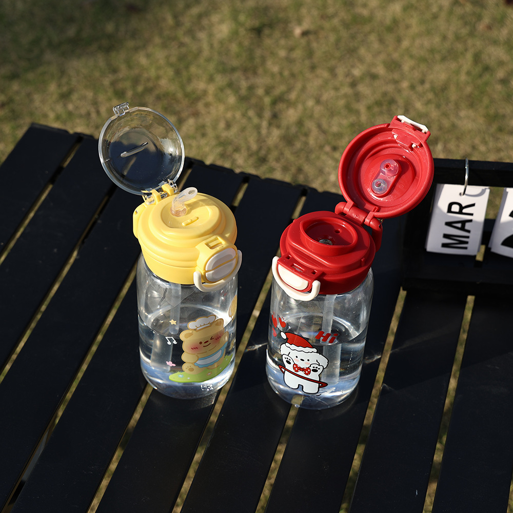 卡通塑料杯女生高颜值吸管双饮水杯便携式学生小众不撞款儿童可爱详情7