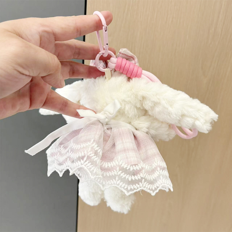 多巴胺格子长耳兔包包挂件小饰品可爱钥匙扣公仔玩偶兔子毛绒玩具详情35