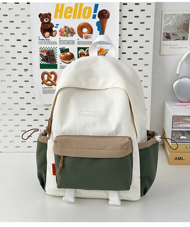 跨境新款学院风百搭双肩包初高中学生上课书包撞色洋气轻便双背包详情38