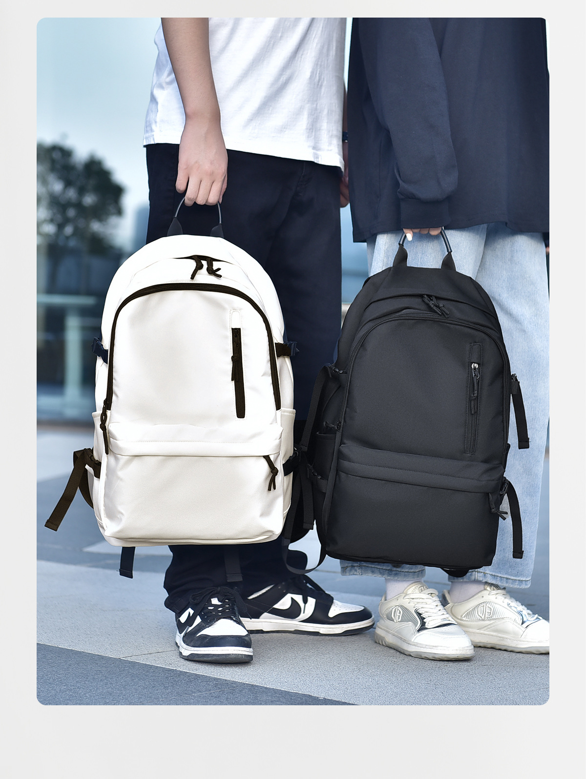 新款韩版大容量防水双肩背包女休闲双肩包男高中学生书包定制logo详情6