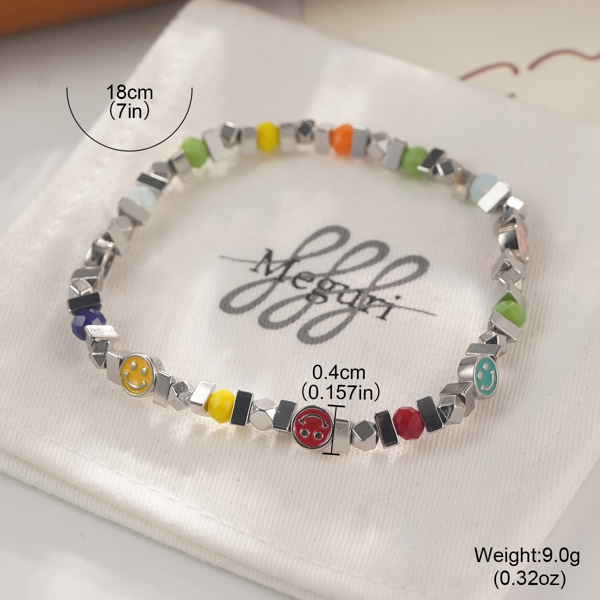 Summer dopamine heart-shaped flower beaded InS-style niche smiley face emoji simple and sweet bracelet for women pic 21