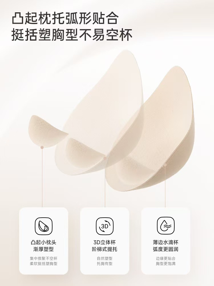 聚拢调整型薄款透气双重提拉奶嘴胶软承托无痕内衣女文胸罩详情9
