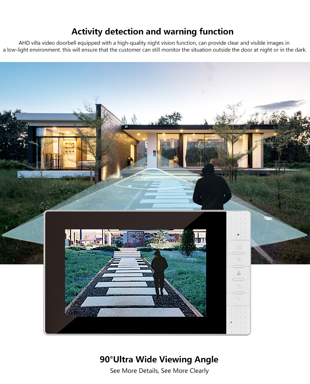 可视门铃对讲家用高清视频彩色小区别墅夜视红外智能门铃详情5