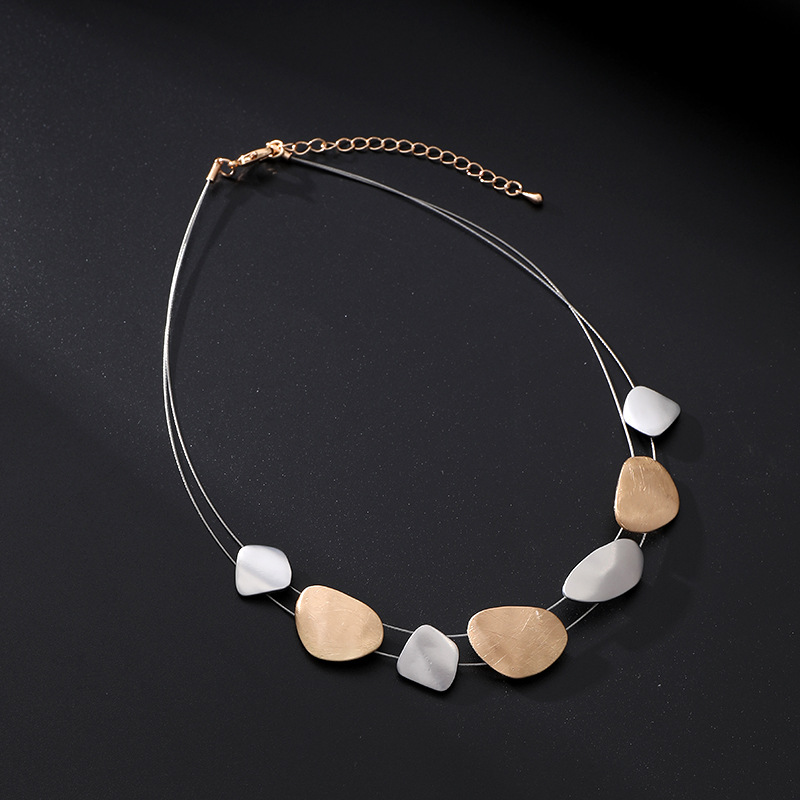 外贸爆款欧美流行时尚简约百搭撞色几何合金女士精致高级锁骨链详情8