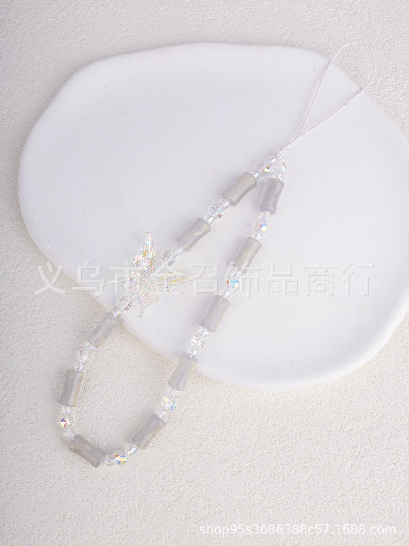 ins甜美仙女风蝴蝶手机链 百搭彩串珠编织透色手机挂绳挂链包挂饰详情8