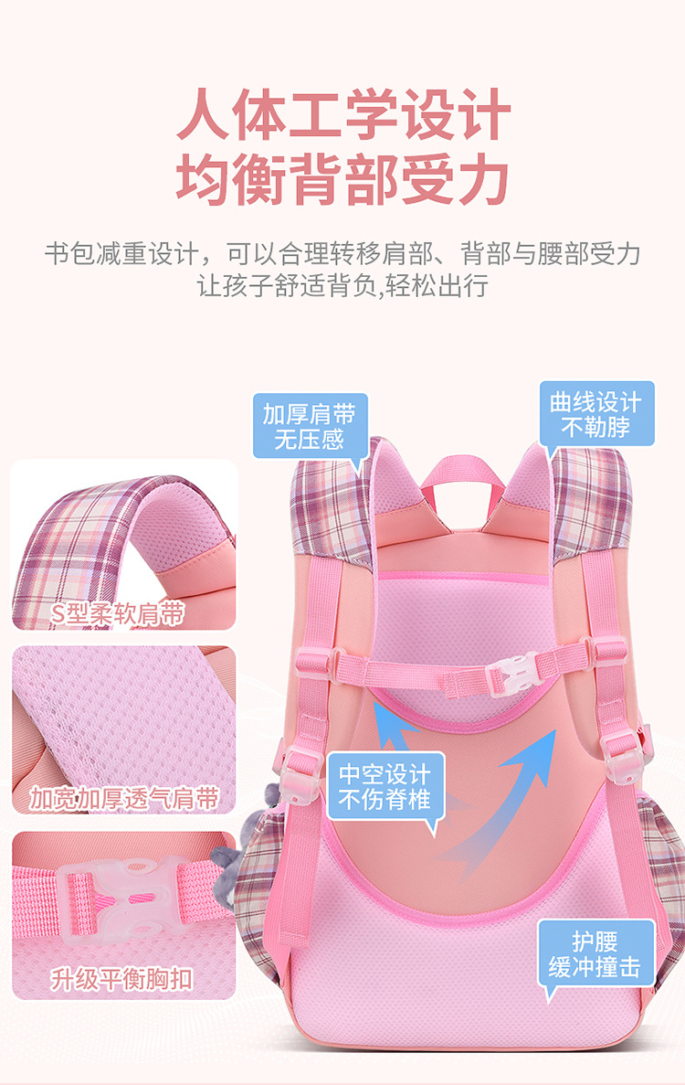 New style of schoolbag for girls 1-3-6 grade cartoon cute children backpack Lightweight and lightening student schoolbag pic 10