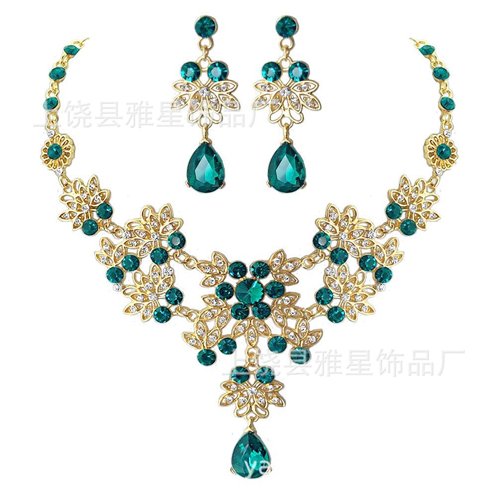 European and American cross-border bestseller earrings and jewelry sets for brides, wedding parties and banquets, rhinestones, necklaces and earrings pic 28