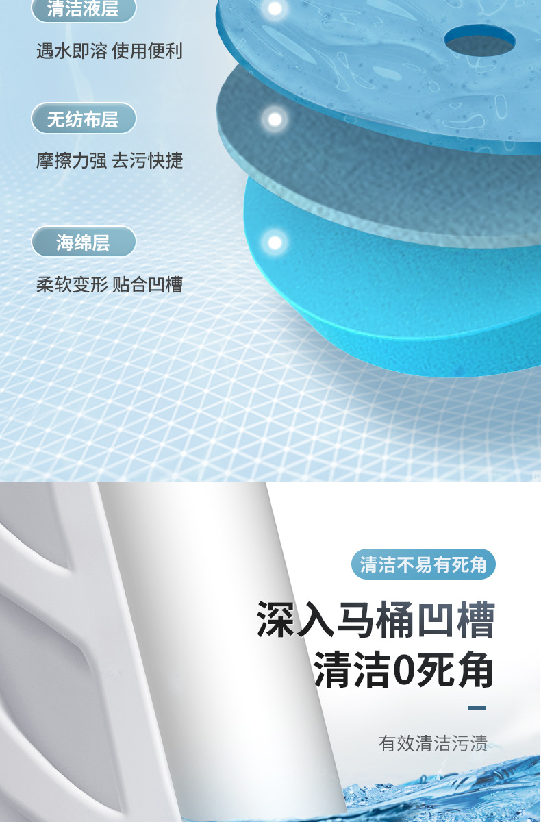 一次性马桶刷家用洗厕所刷子海绵替换头套装带底座 上墙式设计 附赠牙刷一支详情8