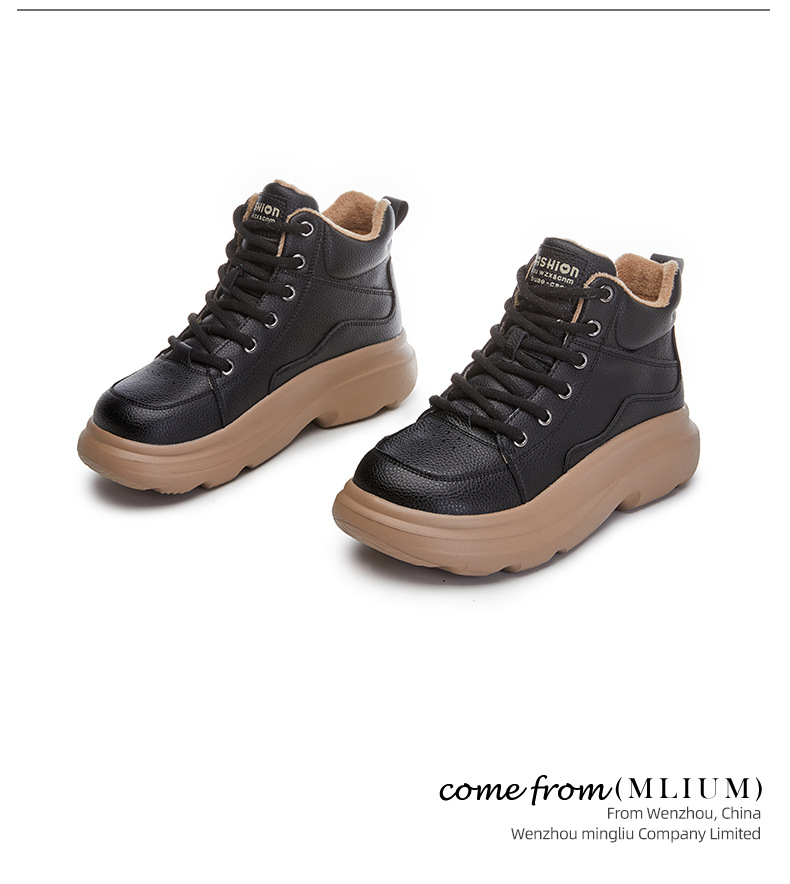 发泡底真皮雪地靴女2025冬季新款复古保暖女靴厚底增高百搭鞋子女详情19